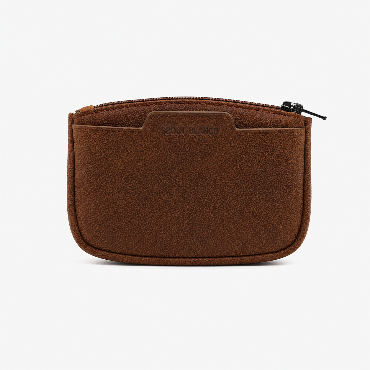 Porte monnaie à zip en cuir marron Brooklin