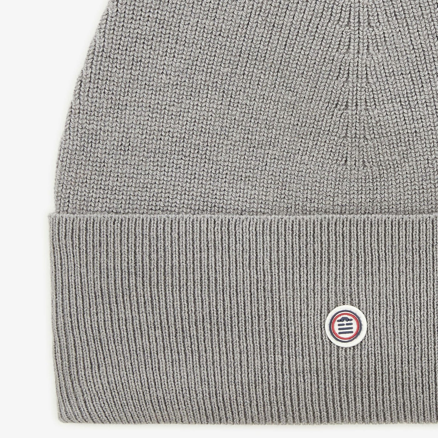 Bonnet uni en coton et laine gris acier