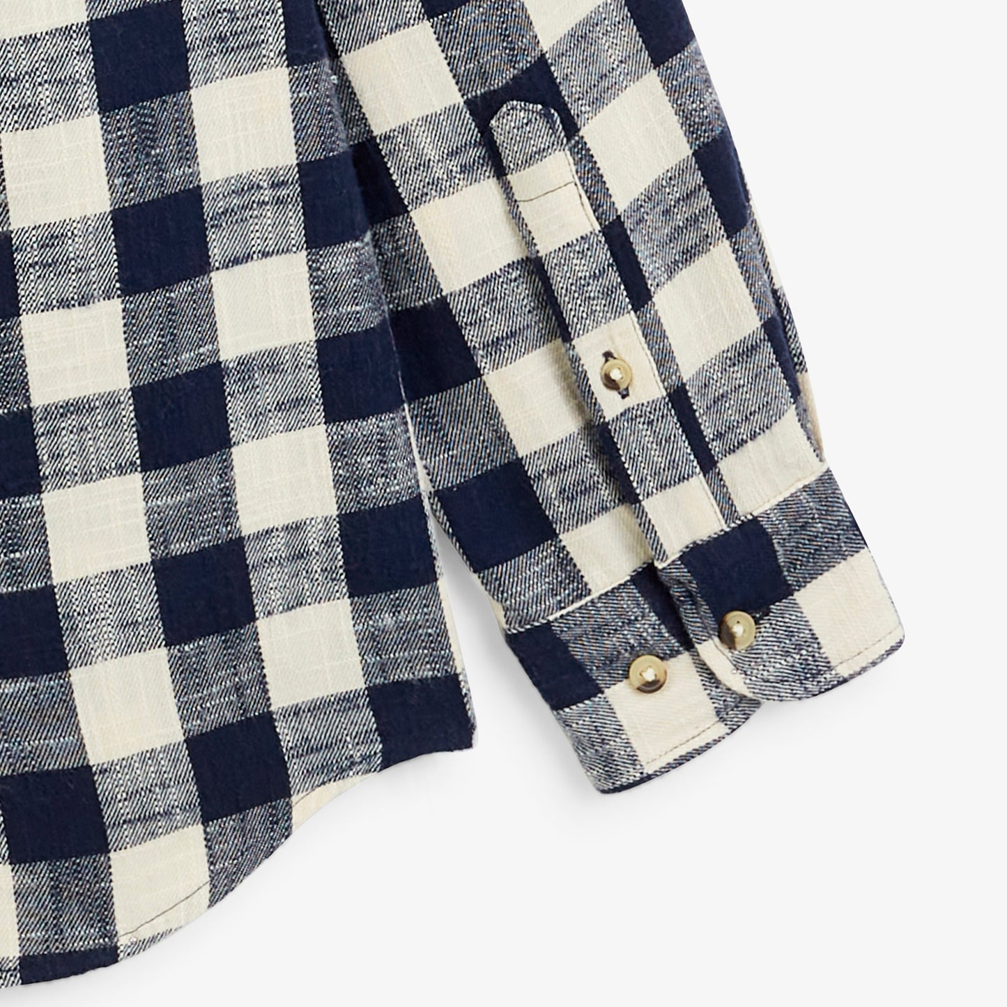 Chemise manches longues coton brushed carreaux bleu marine SBPLAY