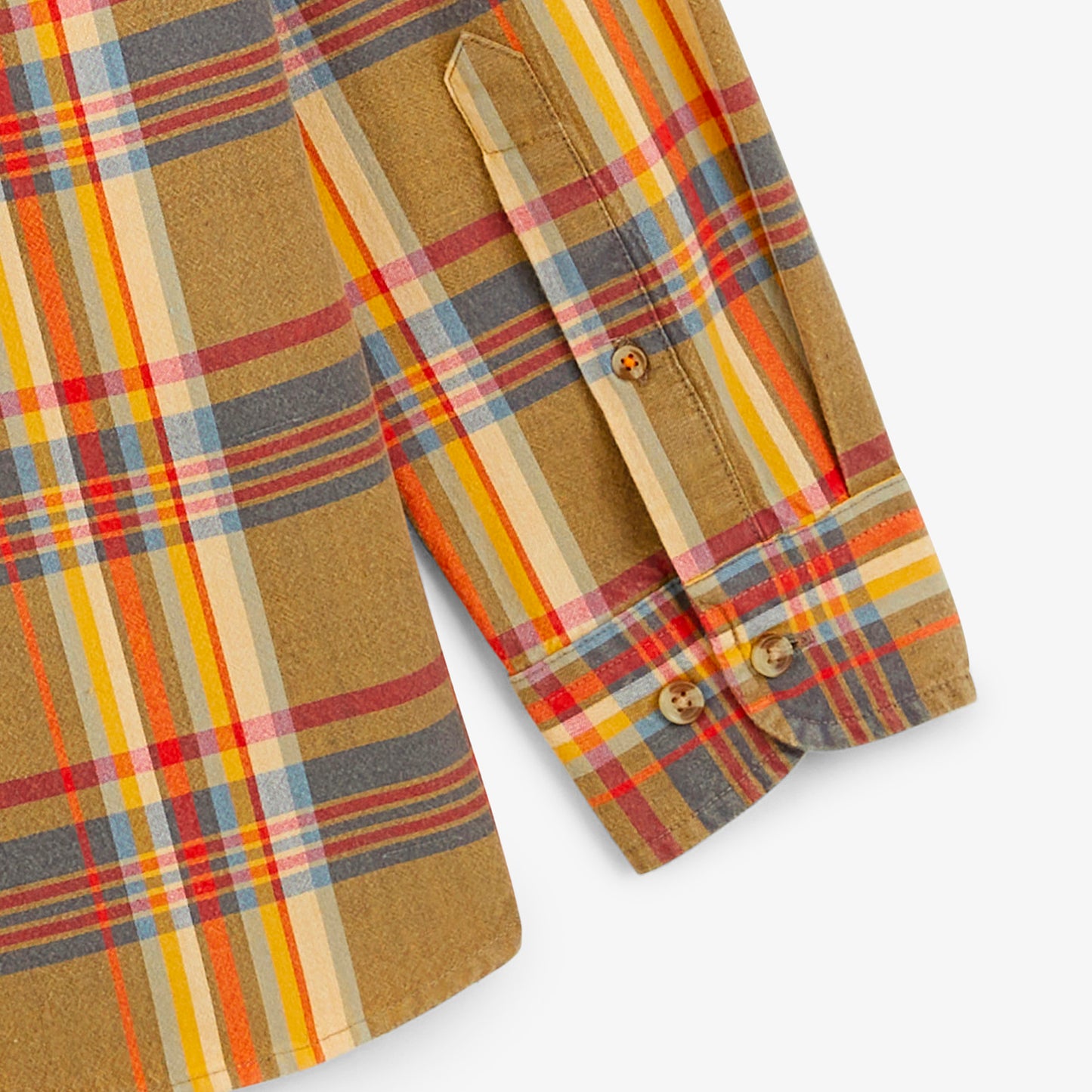 Chemise manches longues chevron carreaux jaune moutarde