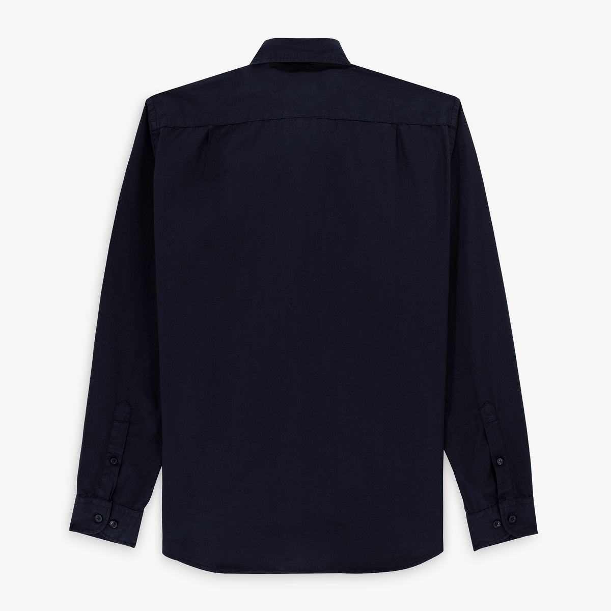 Chemise manches longues en coton bleu marine foncé à poche poitrine
