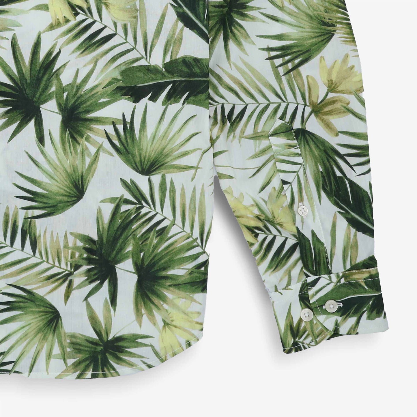 Chemise manches longues brodée en coton vert army