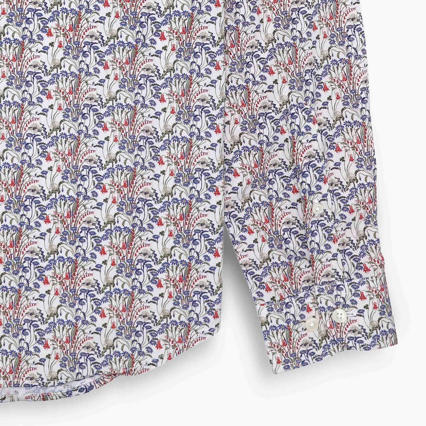 Camicie a maniche lunghe ricamate in cotone bianco e blu