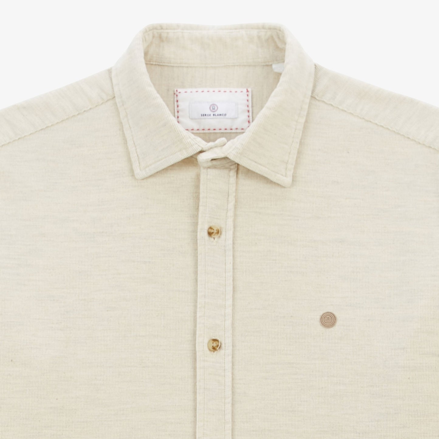 Chemise Charles en velours à manches longues blanc crème homme serge blanco