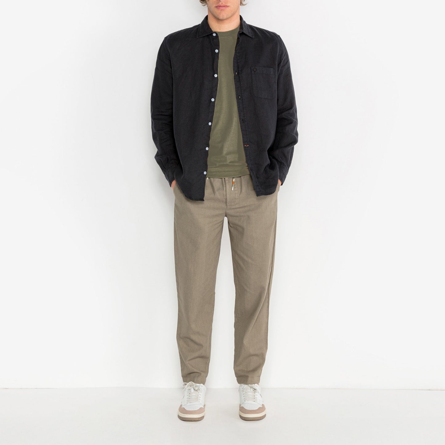 Chino 750 Peter tapered taille élastiquée vert teck homme SERGE BLANCO
