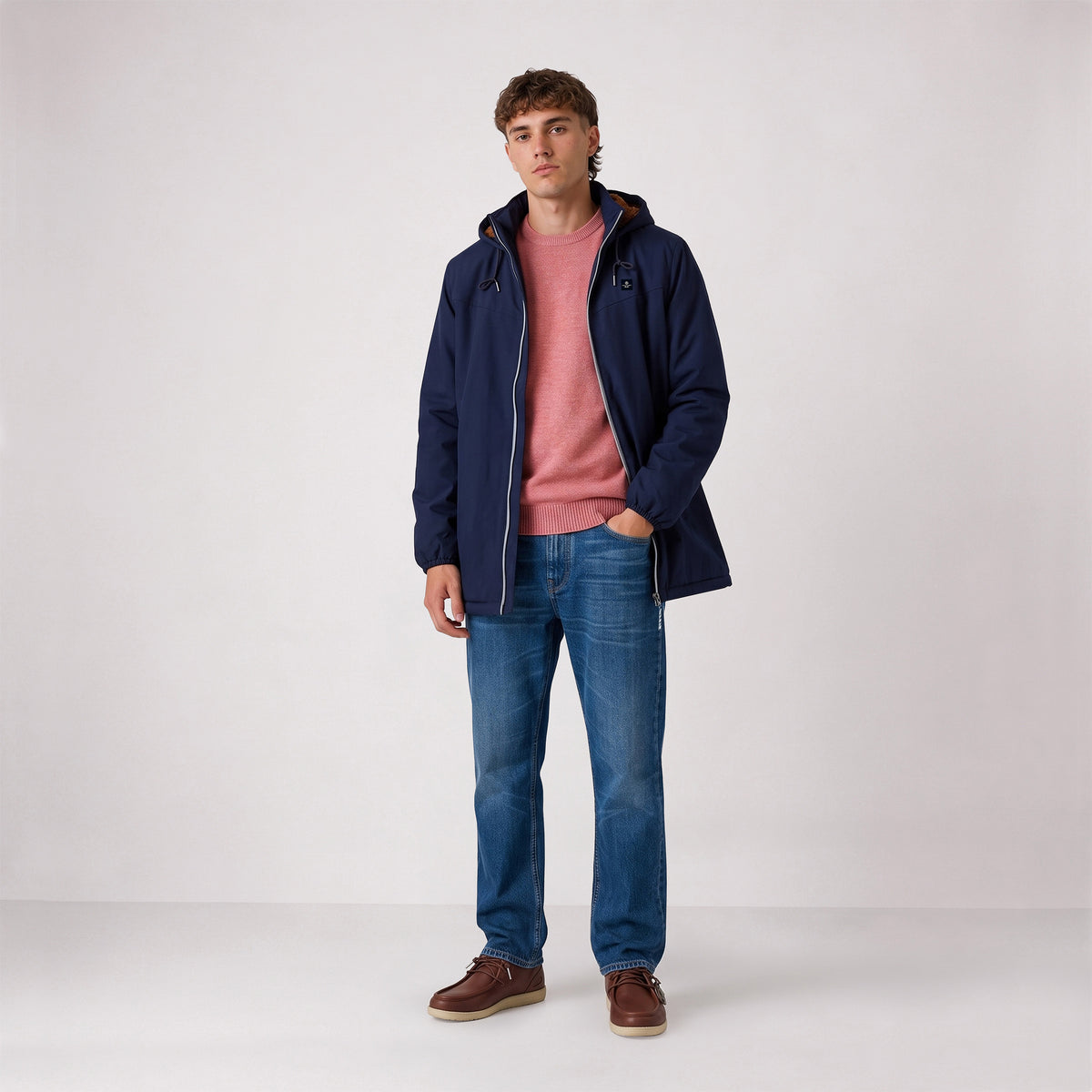 Parka imperméable déperlante doublée polaire à capuche bleu marine foncé Stormer SBPLAY