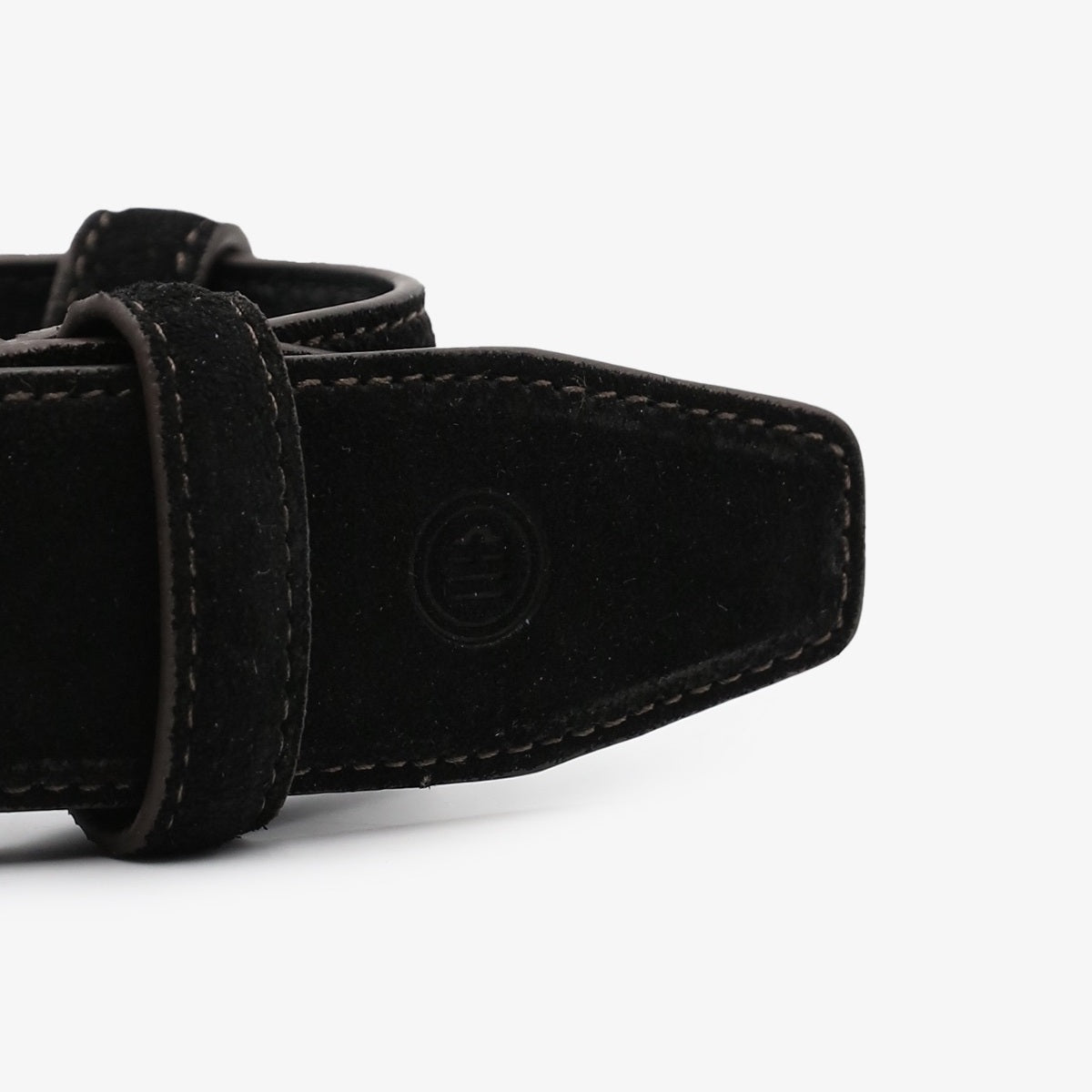 Ceinture en cuir nubuck avec surpiqûre en opposition noire