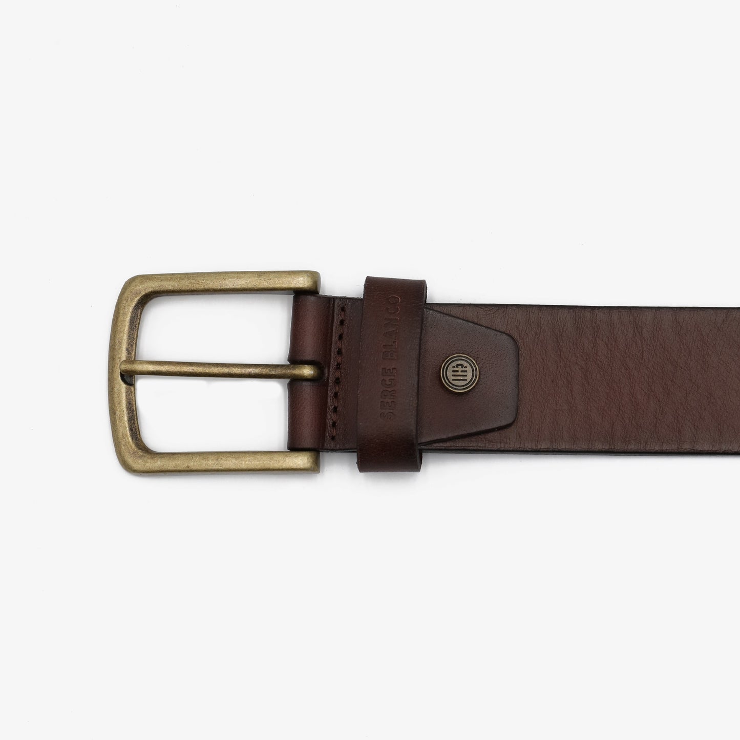 Ceinture cuir boucle vieil or marron