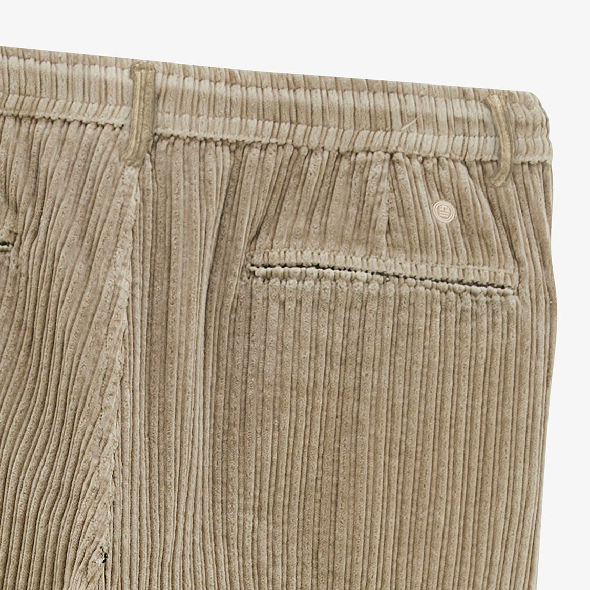 Pantalon 557 en velours côtelé stretch à taille élastiquée beige travertin