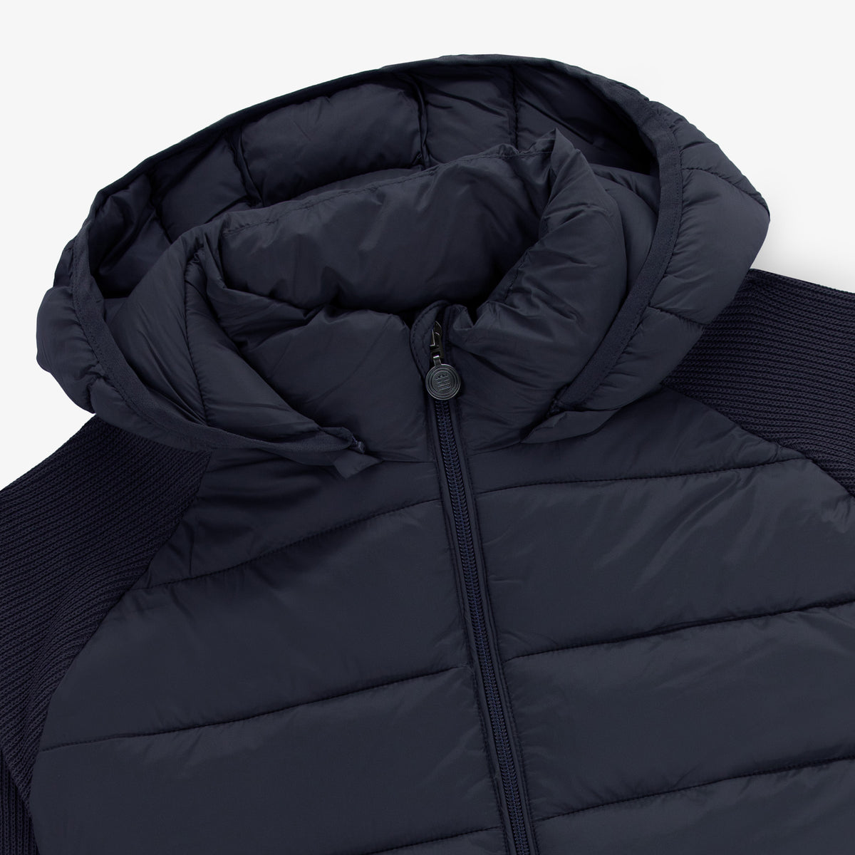 Parka Gaspard à capuche et devant matelassé bleu marine foncé