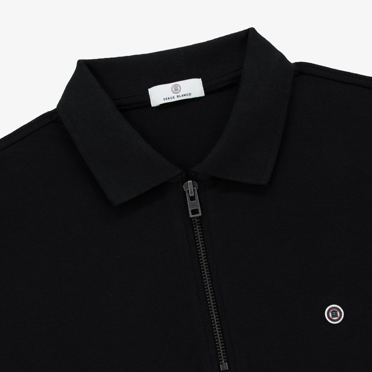 Polo Lino manches courtes en coton piqué noir