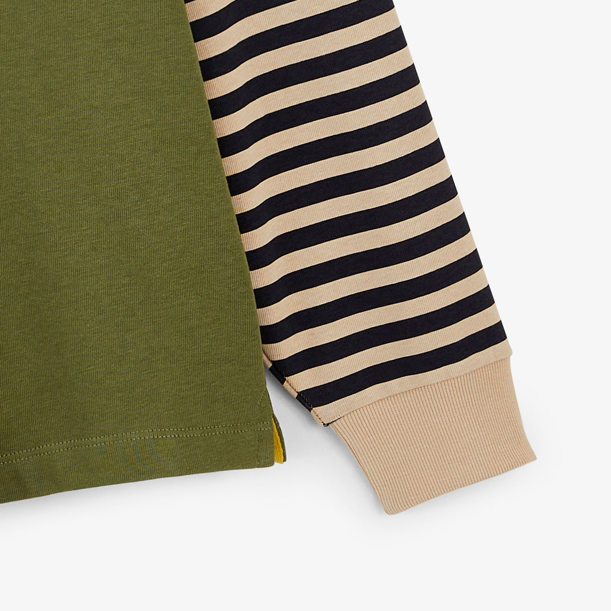 Polo da rugby a maniche lunghe a righe in cotone verde timo