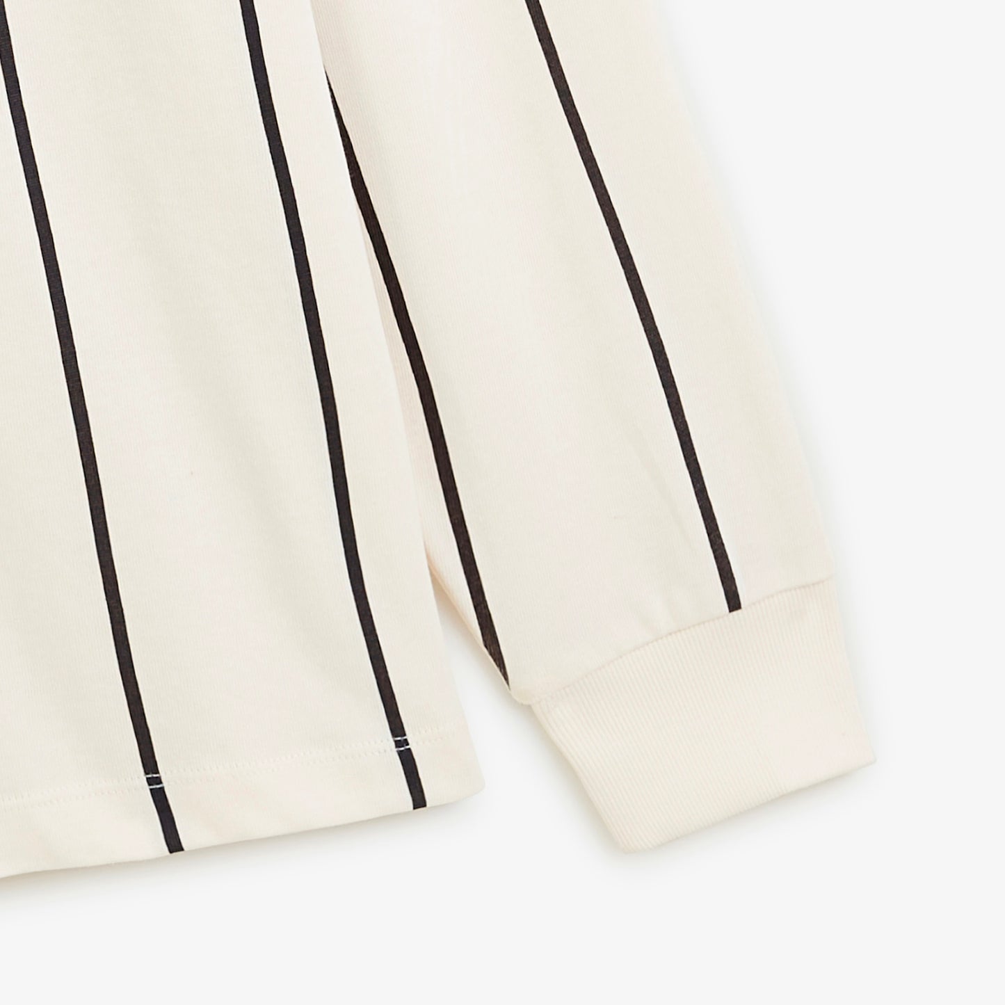 Polo de rugby manches longues rayé broderie 15 blanc cassé