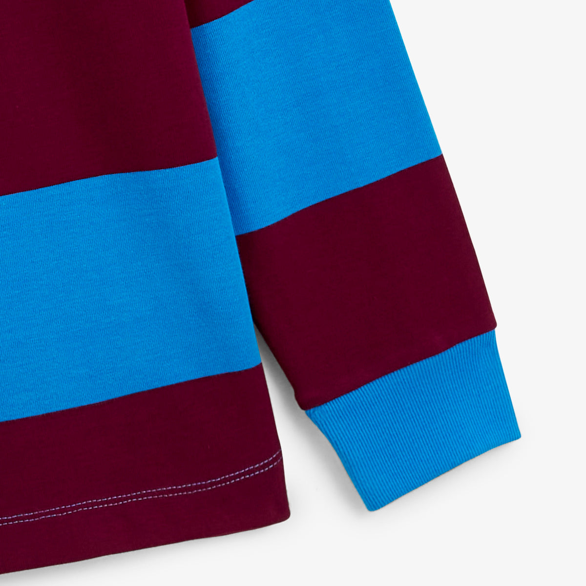 Polo de rugby manches longues rayé broderie Funky Animals rouge vigne