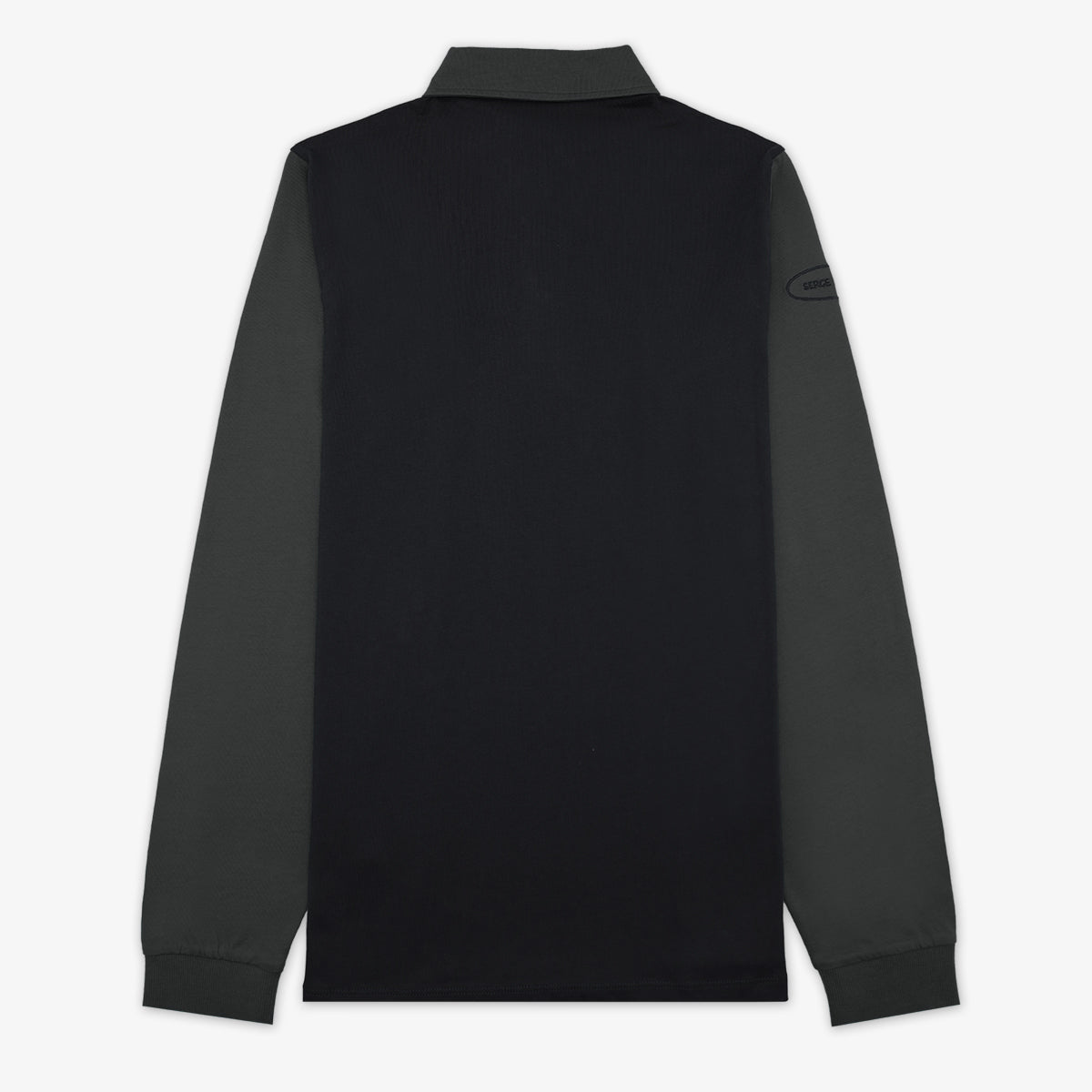 Polo manches longues en coton noir Livio homme serge blanco