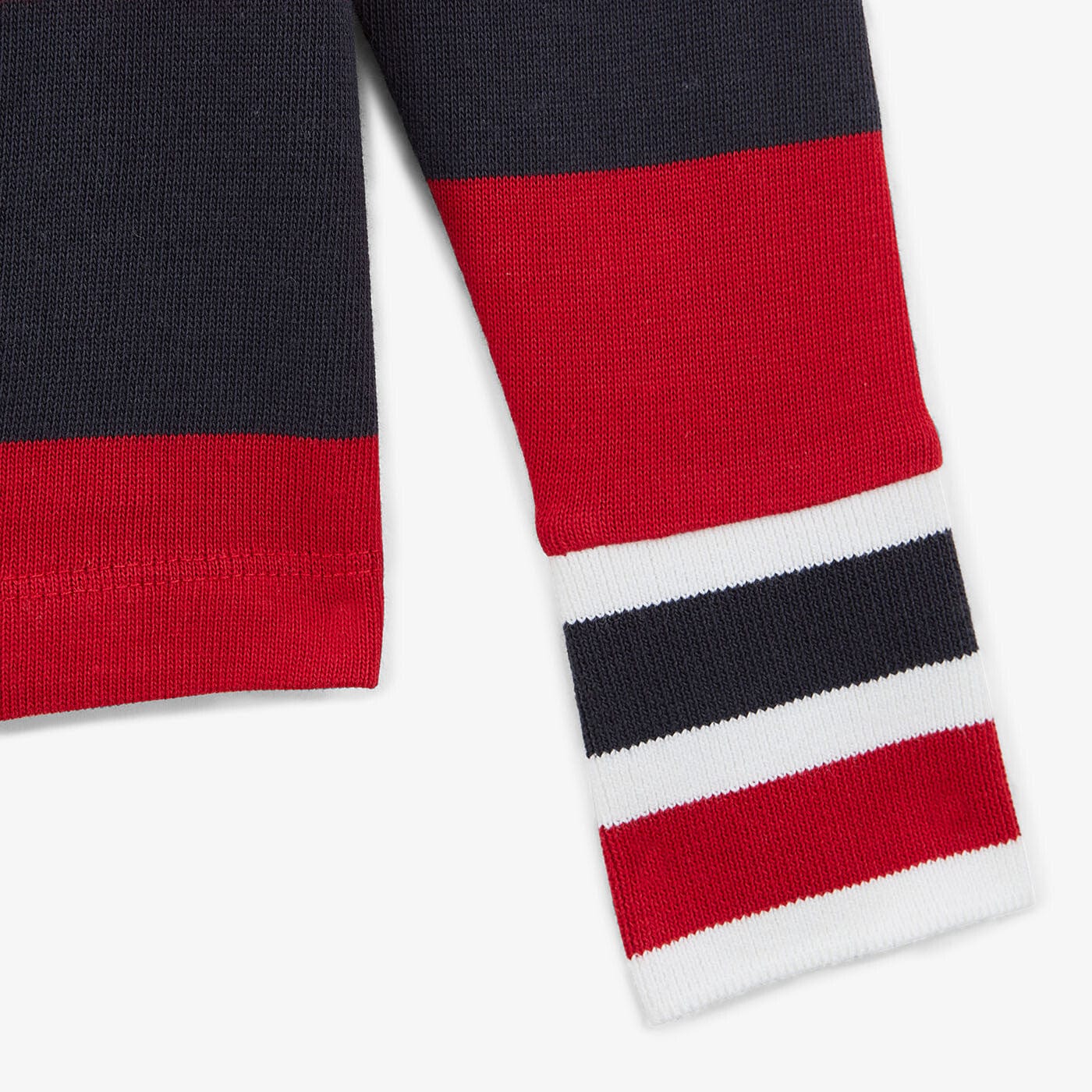 Polo rugby Junior rayé bleu foncé en coton