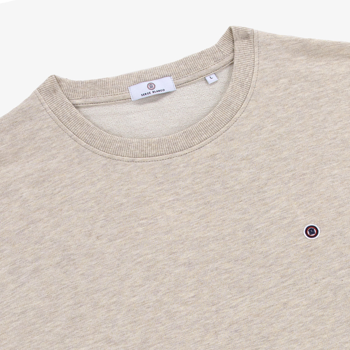 Sweat col rond Swim en coton beige chiné