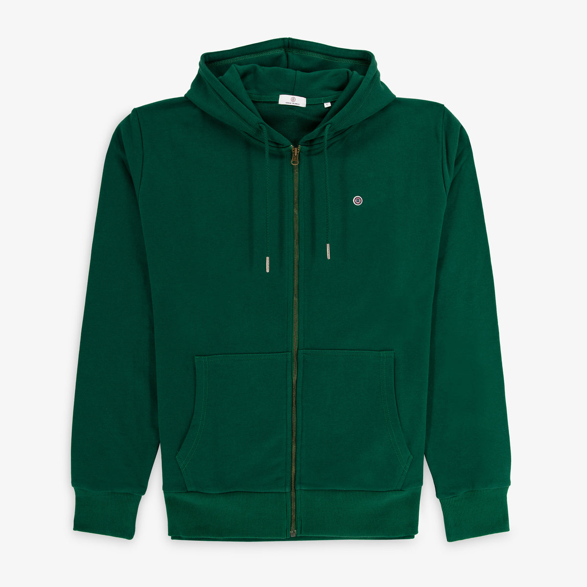Sweat à capuche zippé Seydina en coton molletonné vert