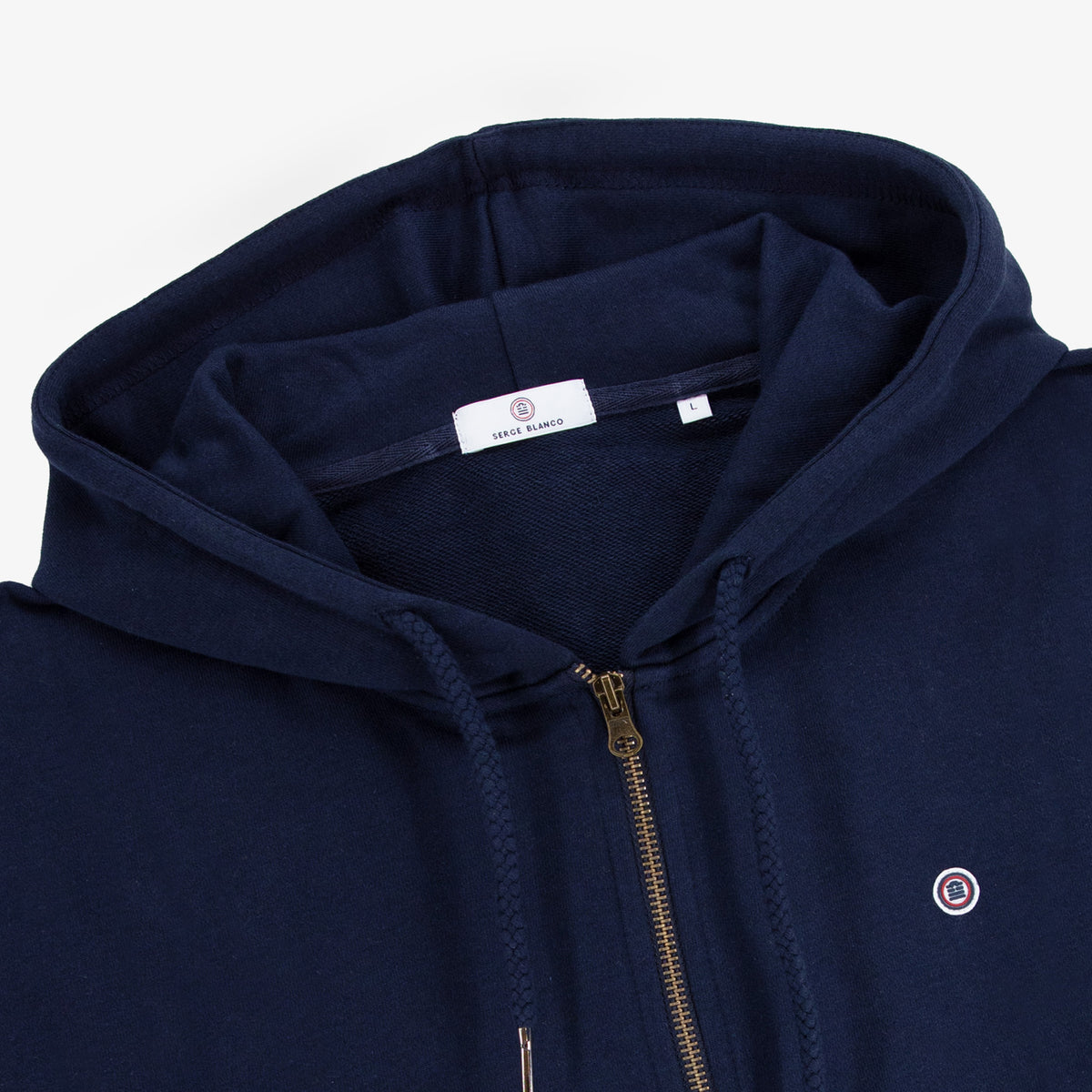 Sweat à capuche zippé Seydina en coton molletonné bleu marine
