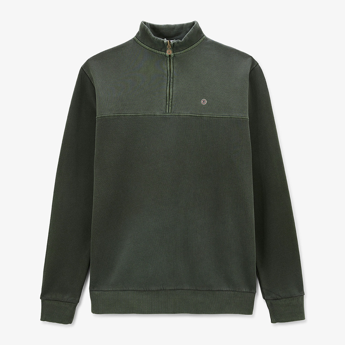 Sweat Zippé Homme Col Montant Vert LONNIGIL