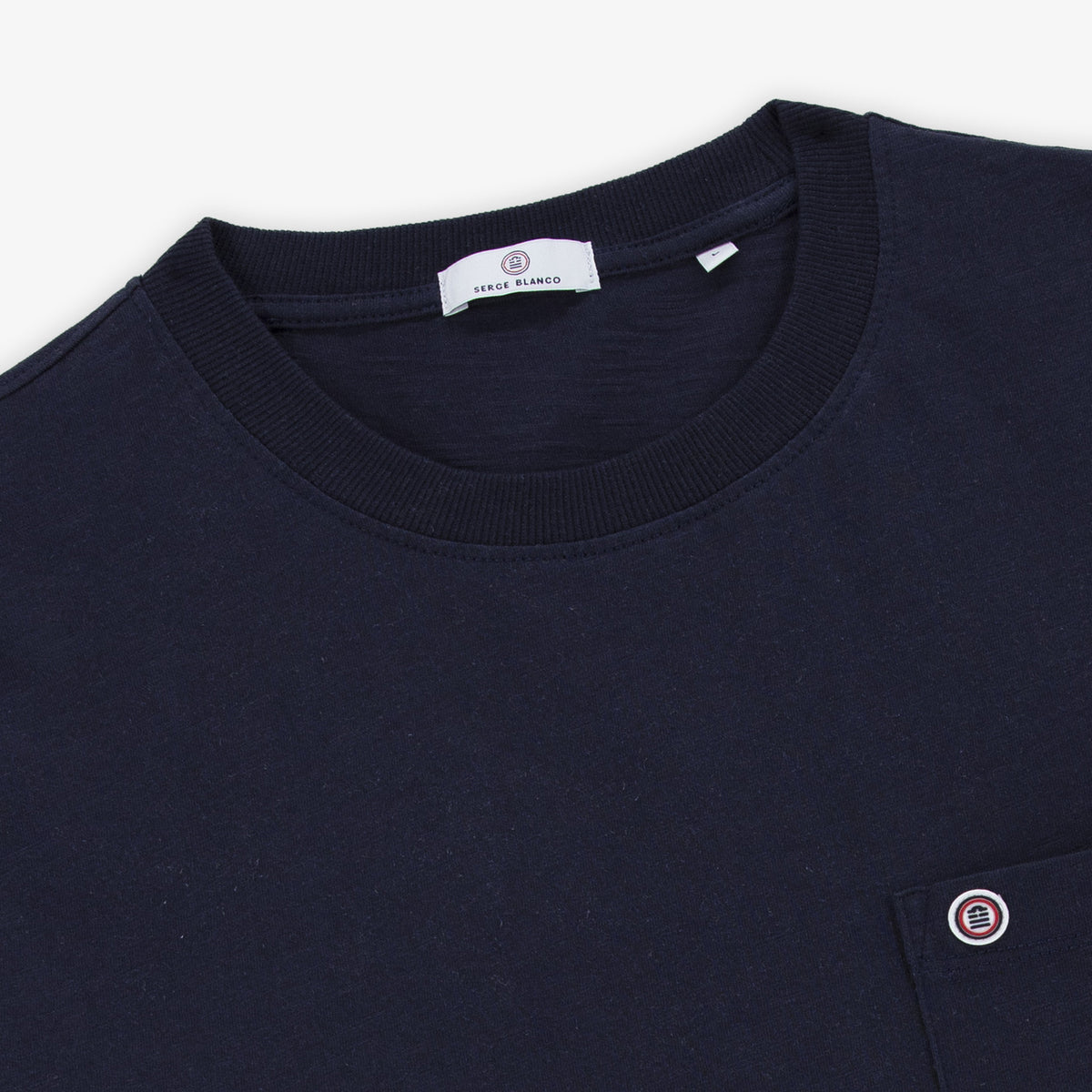 T-shirt manches courtes Tony en coton slub bleu marine