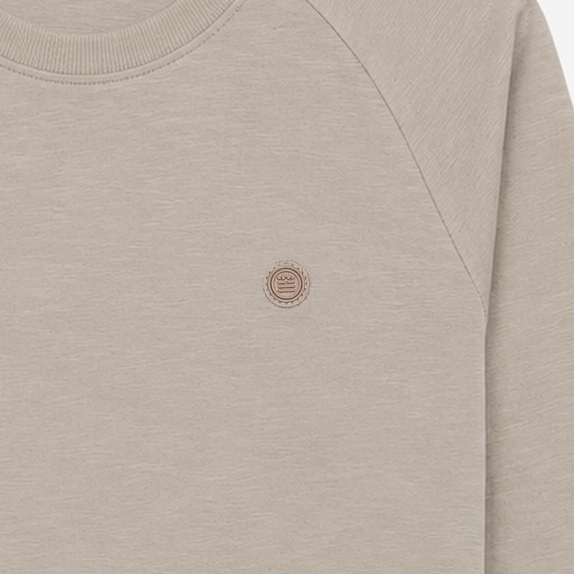 T-shirt manches longues col rond coton beige travertin