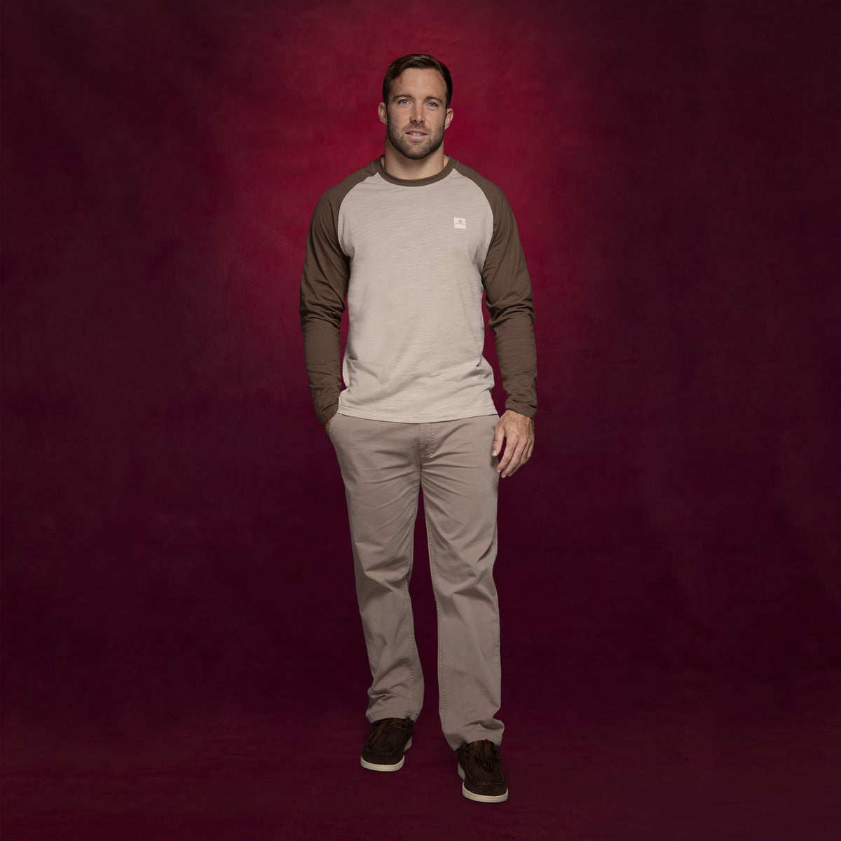 Maglietta a maniche lunghe in cotone con maniche raglan marrone dello Stade Toulousain