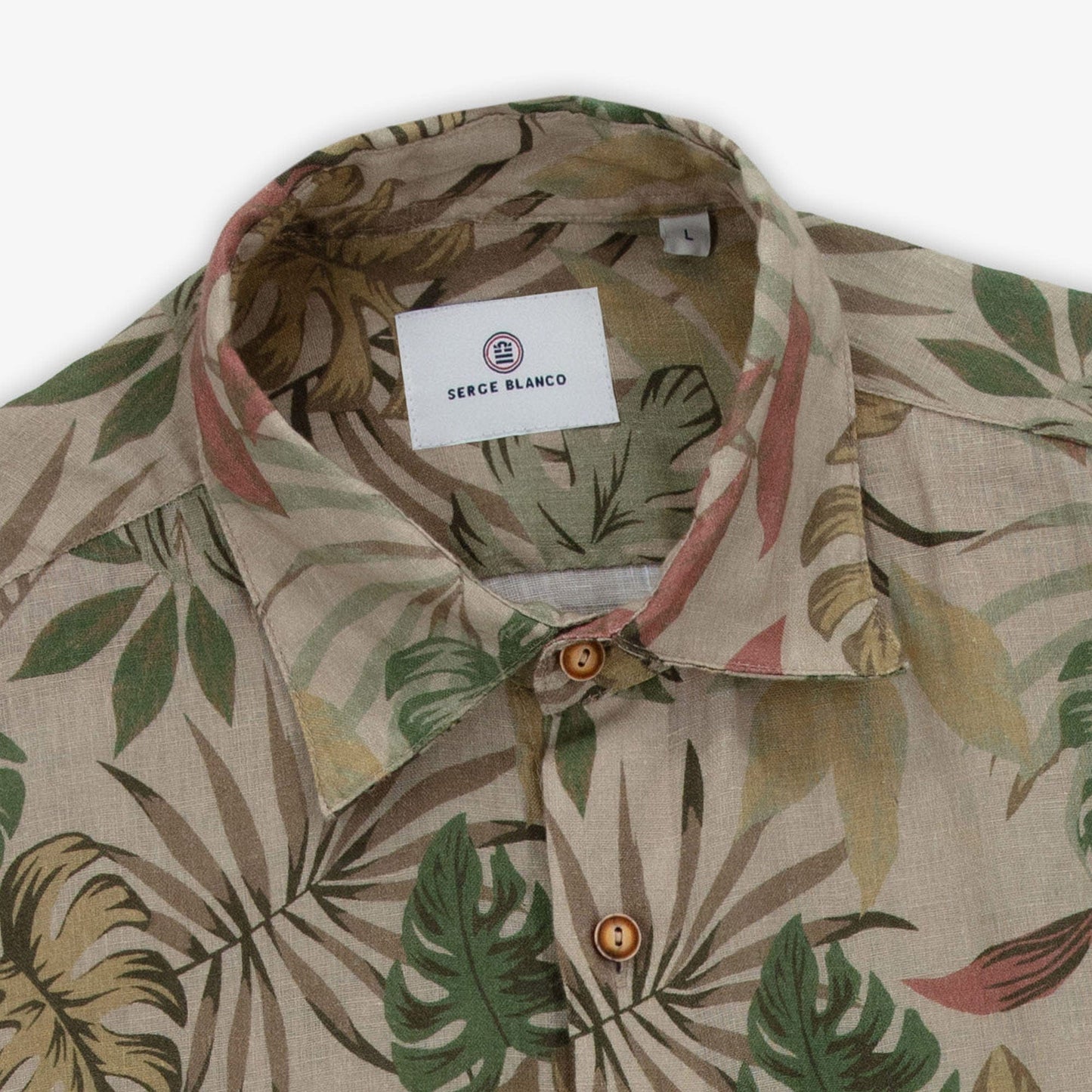 Chemise Charles Manches Longues En Lin Camel Motifs Jungle Homme SERGE BLANCO