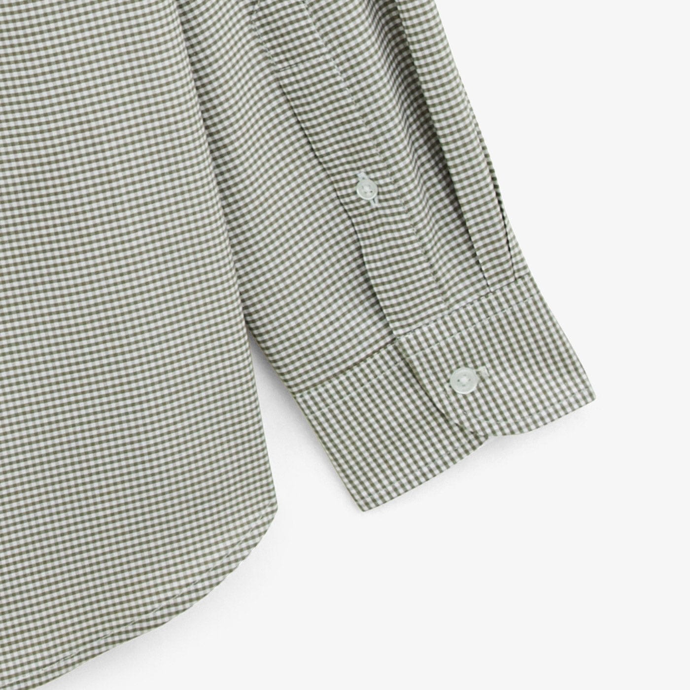 Léine Cadáis Muinchille Fada Clément d'Fhir i nGlas Téice le Seic Gingham ó Serge Blanco