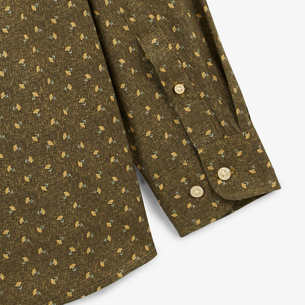 Chemise Manches Longues En Coton Imprimé Floral Vert Anglais Poche Poitrine Charles Homme SERGE BLANCO