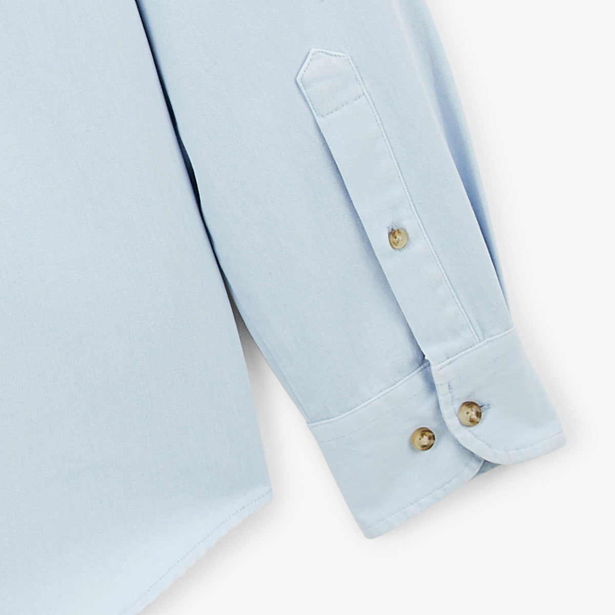 Chemise Manches Longues En Coton Twill bleu dragée unie Charles Homme SERGE BLANCO