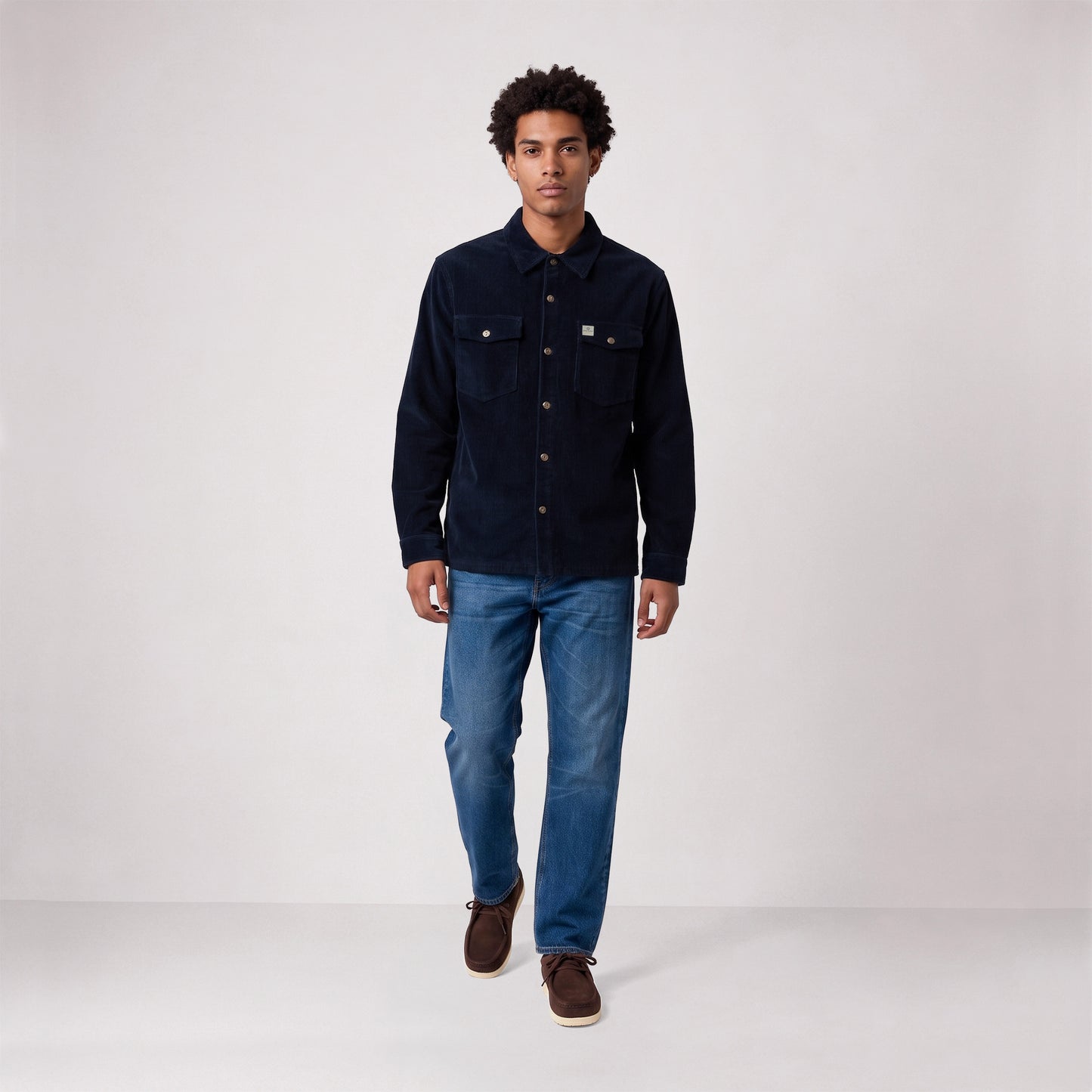 Chemise manches longues velours pigment dye bleu marine SBPLAY