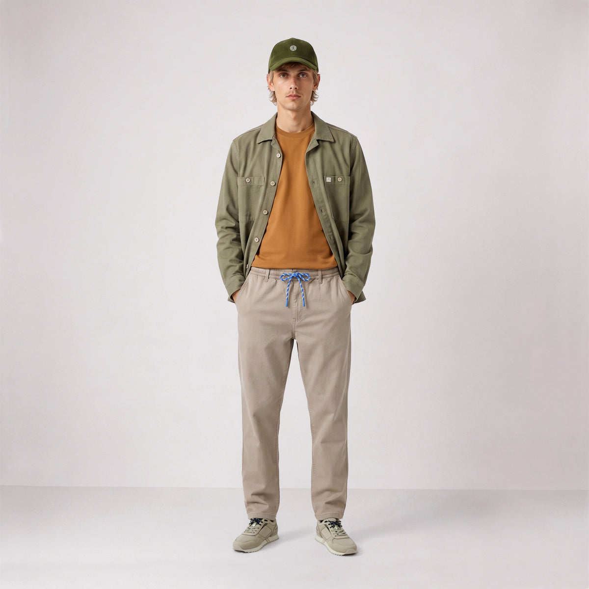 Pantalon 558 en coton stretch à taille élastiquée beige cachemire SBPLAY
