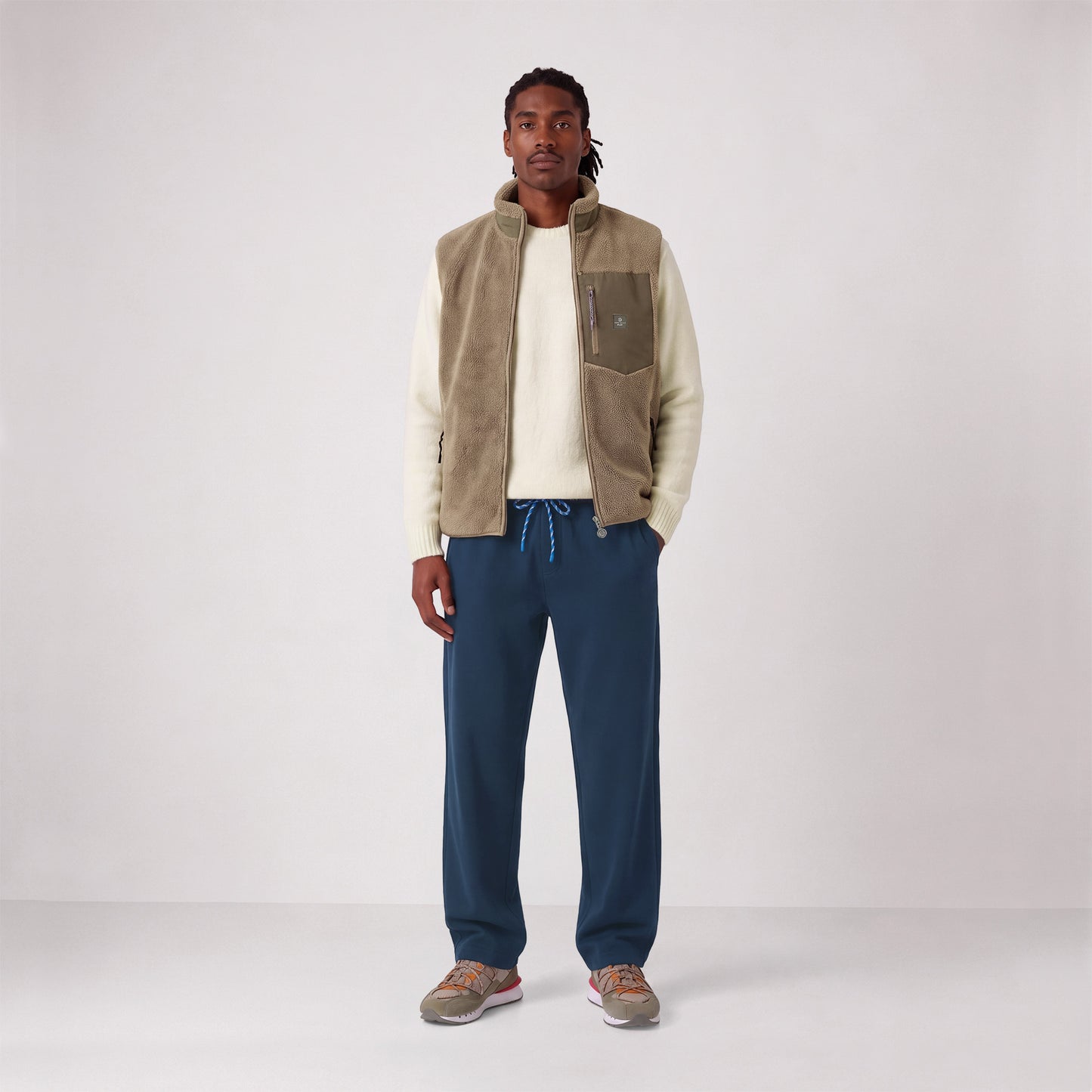 Pantalon 558 en coton stretch à taille élastiquée bleu SBPLAY