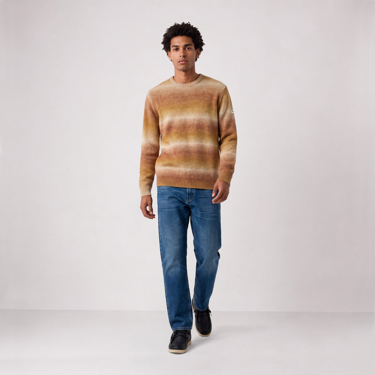 Pull Merlin dégradé col rond caramel SBPLAY
