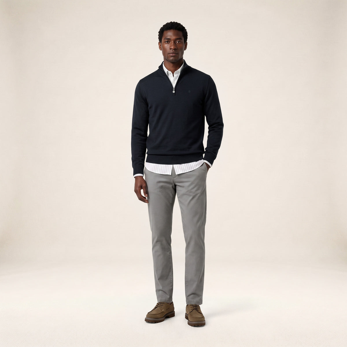 Pull Marvine essentiel col zippé bleu marine