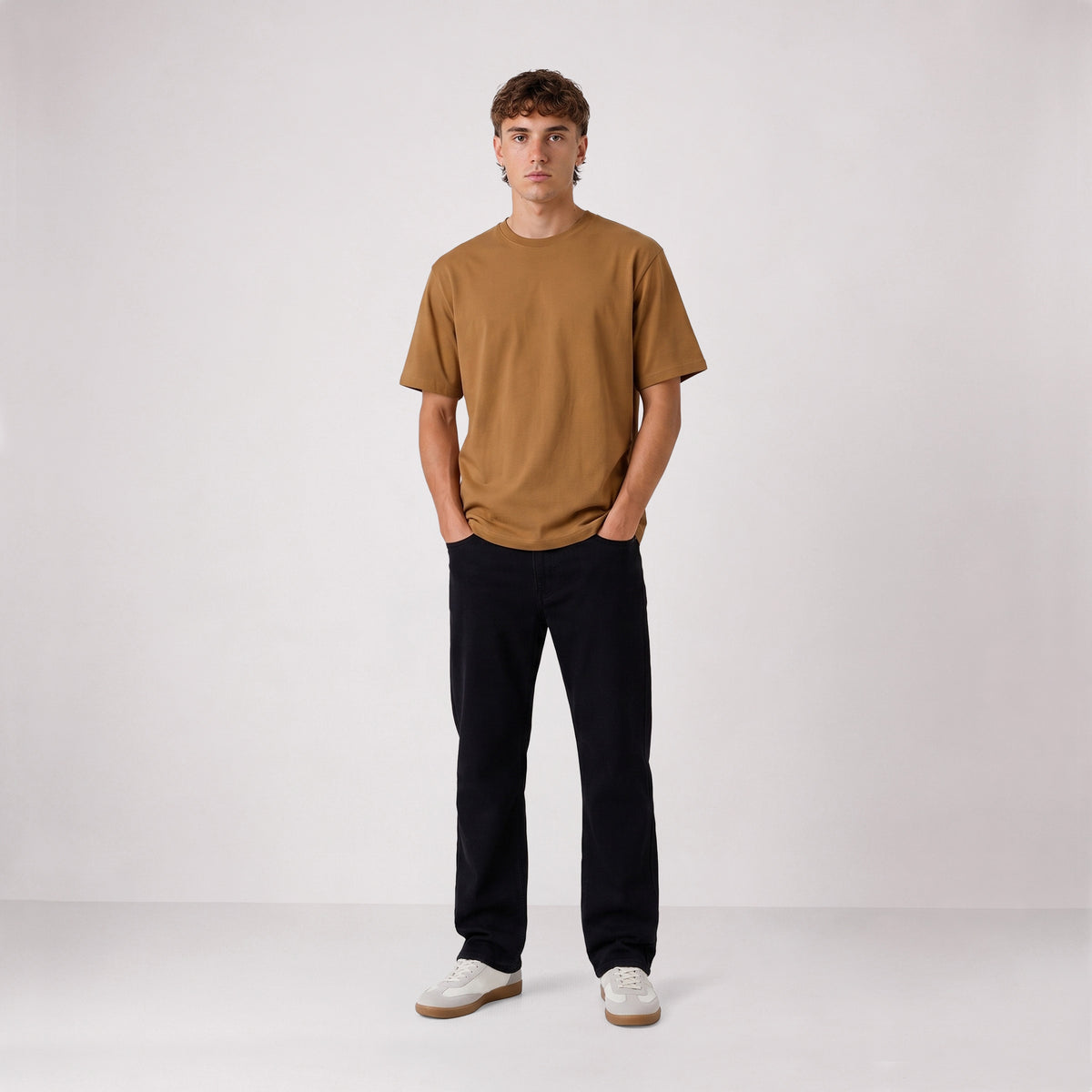 Oversized T-shirt met korte mouwen van karamelbruin katoen, Thor SBPLAY