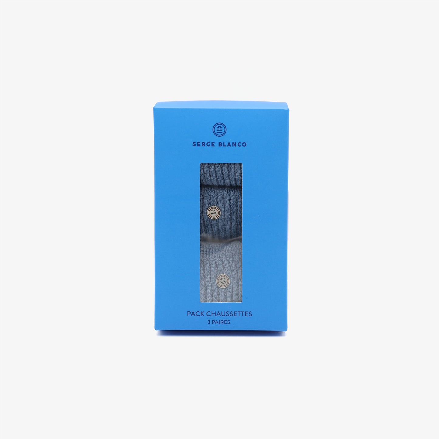 Pack 3 paires de chaussettes longues unies bleu nuage SERGE BLANCO