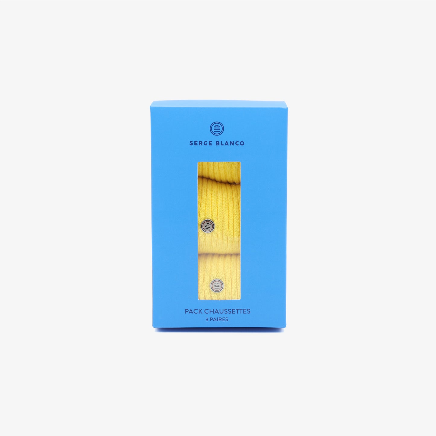 Pack 3 paires de chaussettes longues unies jaune citron SERGE BLANCO