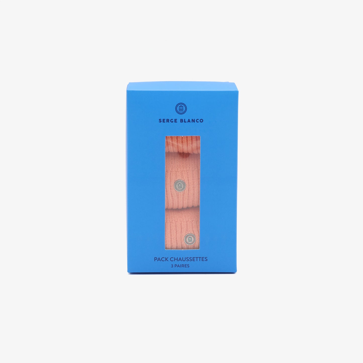 Pack 3 paires de chaussettes longues unies orange corail SERGE BLANCO