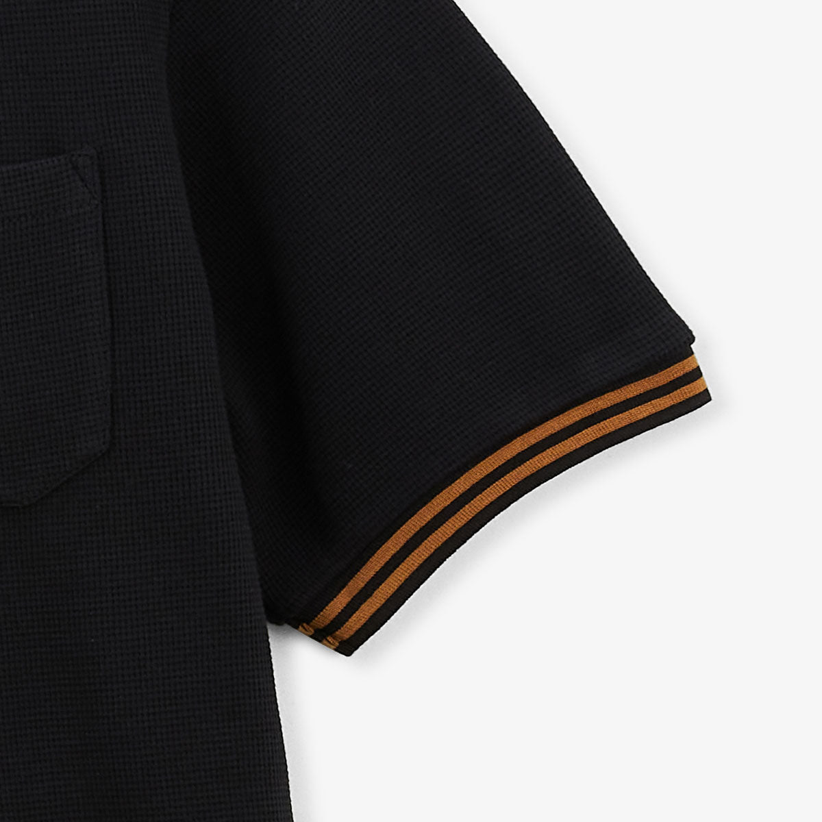 Polo Manches Courtes En Coton Gaufré à Liserés Noir Lorca Homme SERGE BLANCO