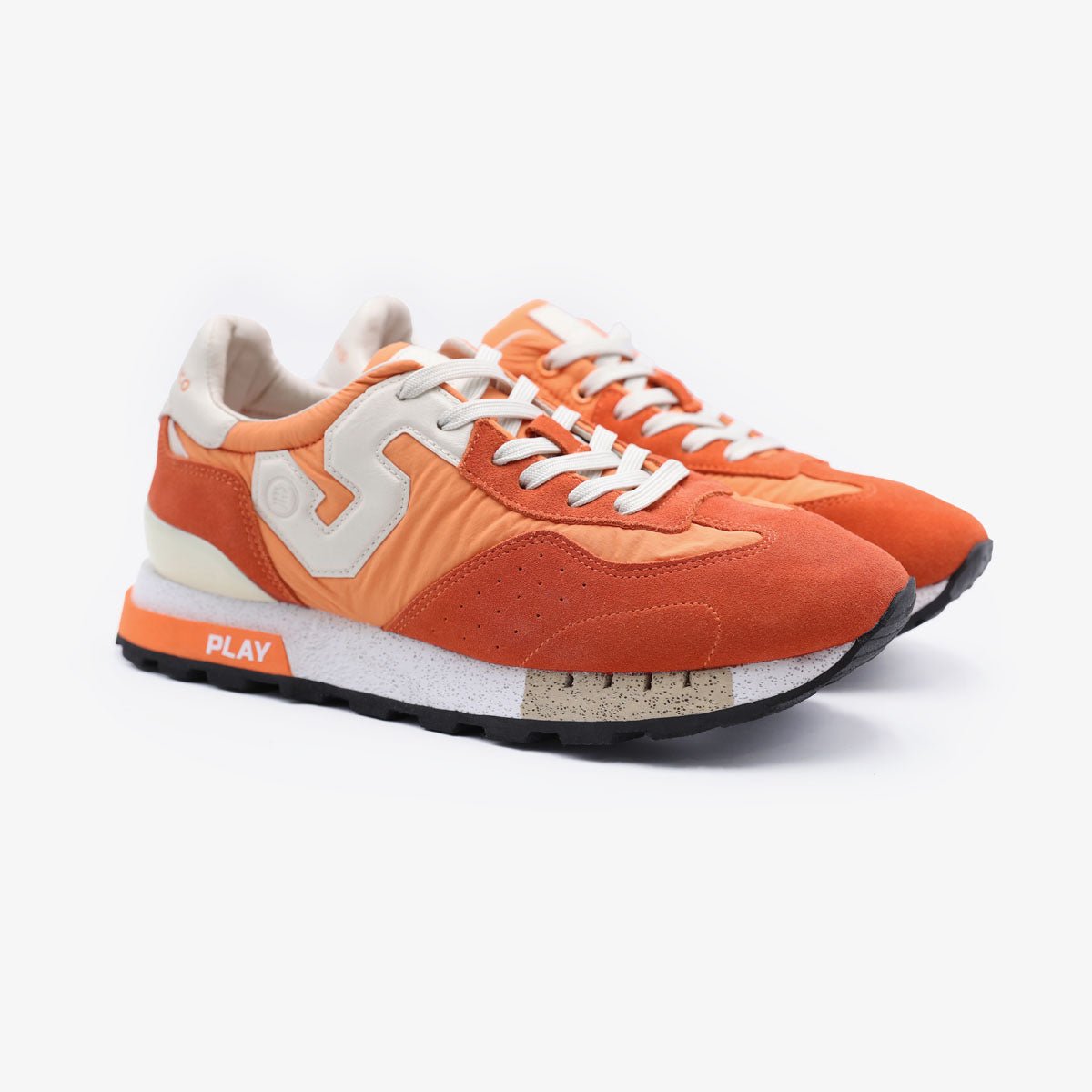 Men's Nances Sneakers, Running Design, Orange and Beige | SERGE BLANCO