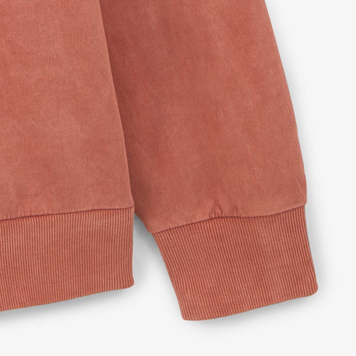 Men's rust orange cotton sweatshirt with round neck and vintage dye effect by SERGE BLANCO