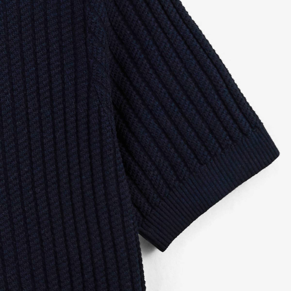 Pullover Milan mit Polokragen aus Baumwolle und Leinen in Marineblau HERREN SERGE BLANCO