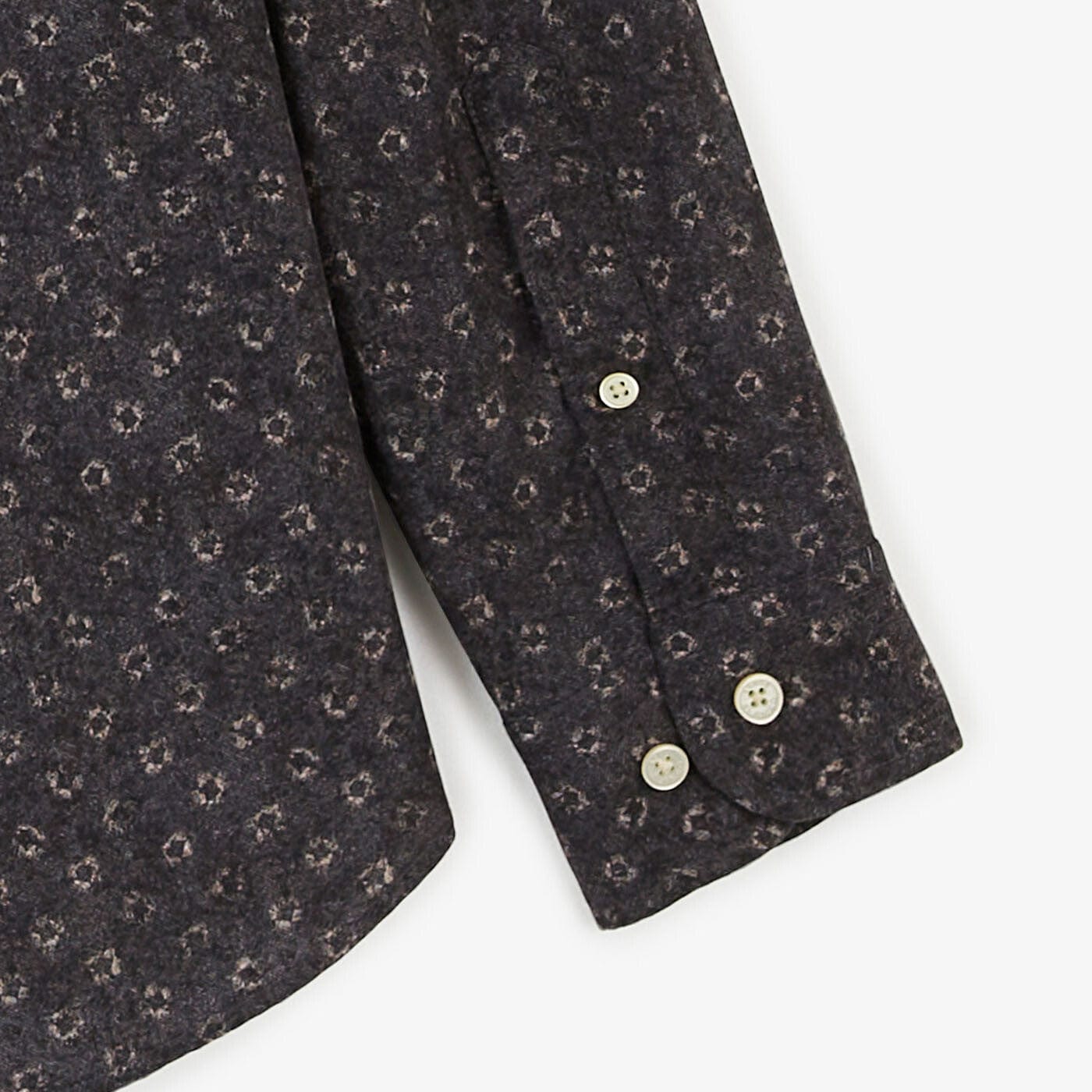 Charcoal printed poplin shirt with a fitted cut