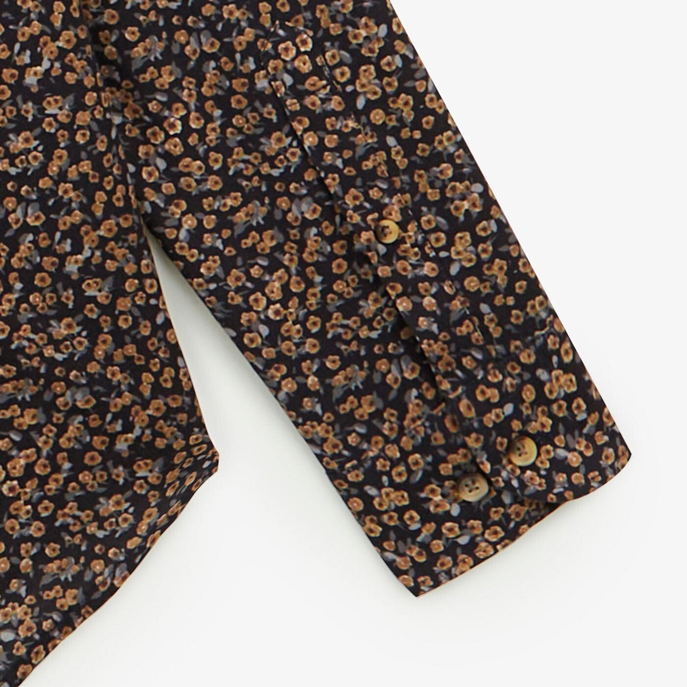 Steel gray long-sleeved shirt in floral fabric