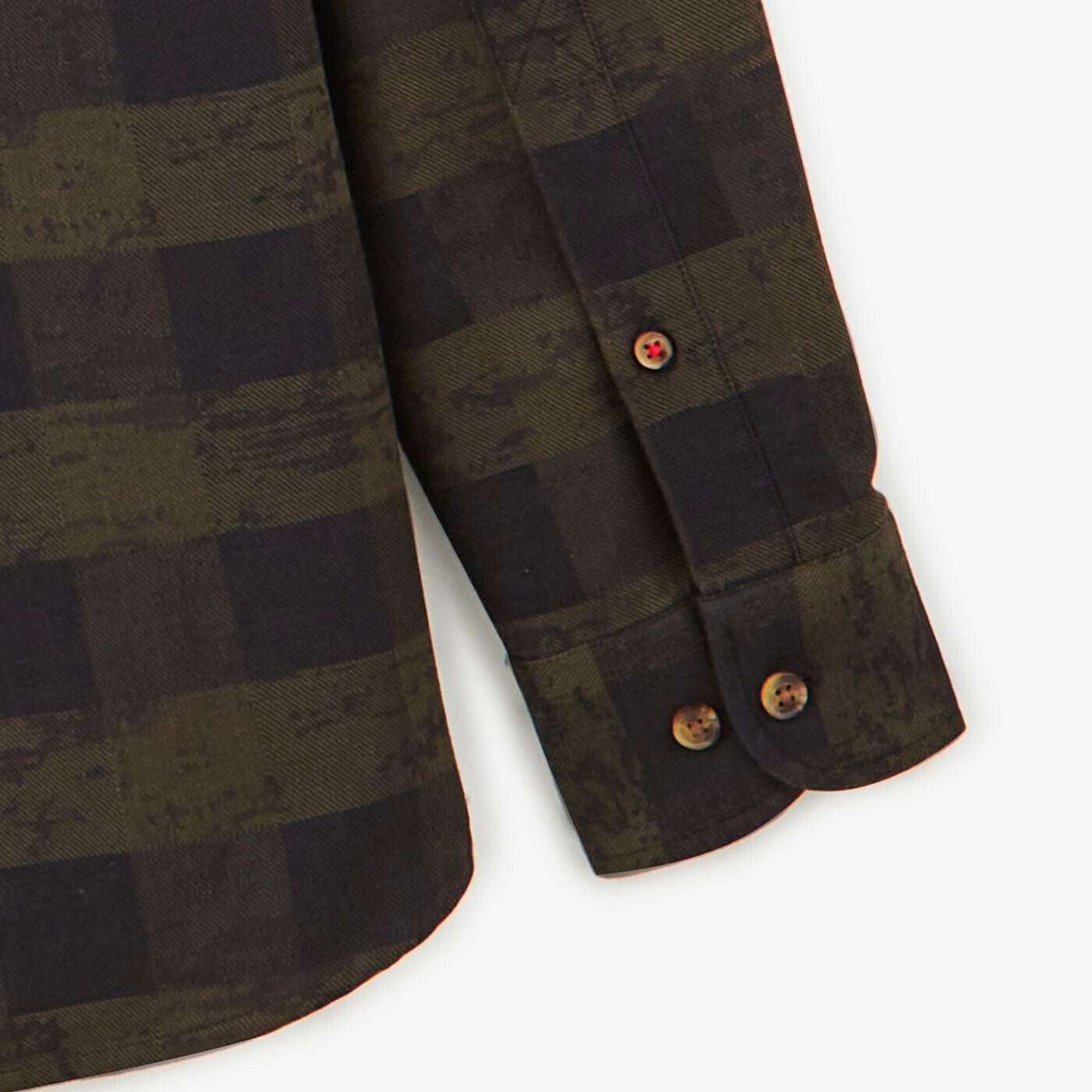 Long-sleeved military plaid shirt in cotton