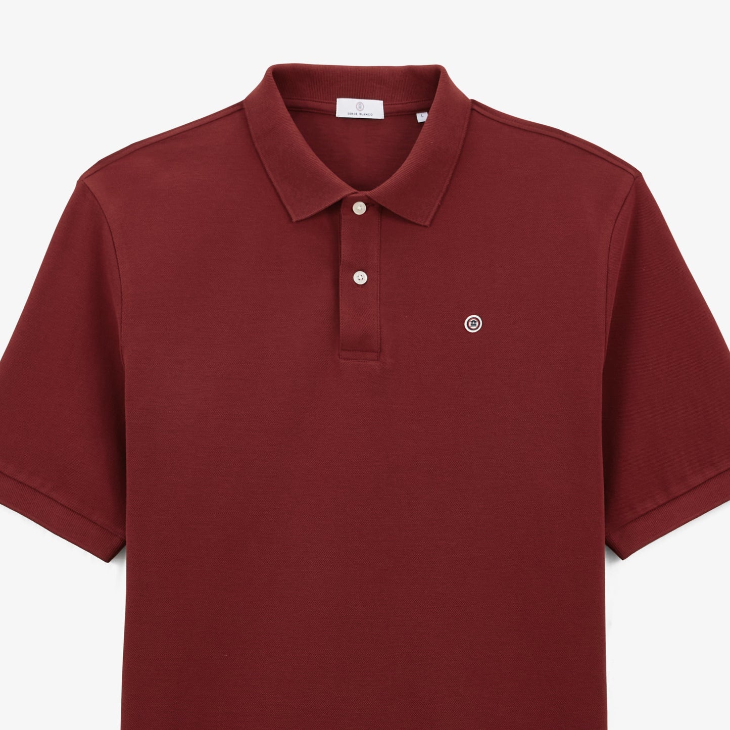 Men's burgundy red Lucas cotton piqué polo shirt in blanco serge