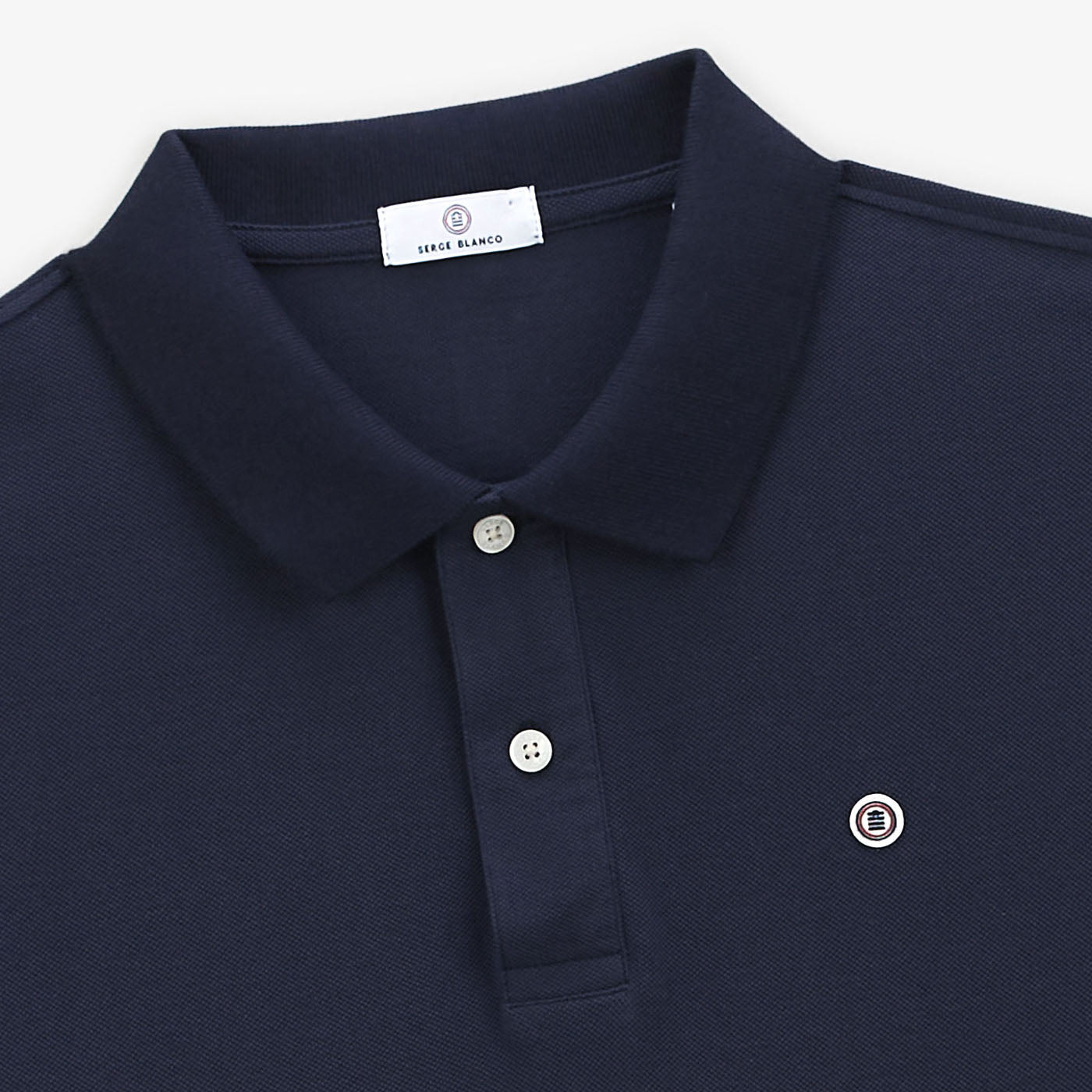 Men's navy blue Lucas piqué polo shirt in blanco serge cotton