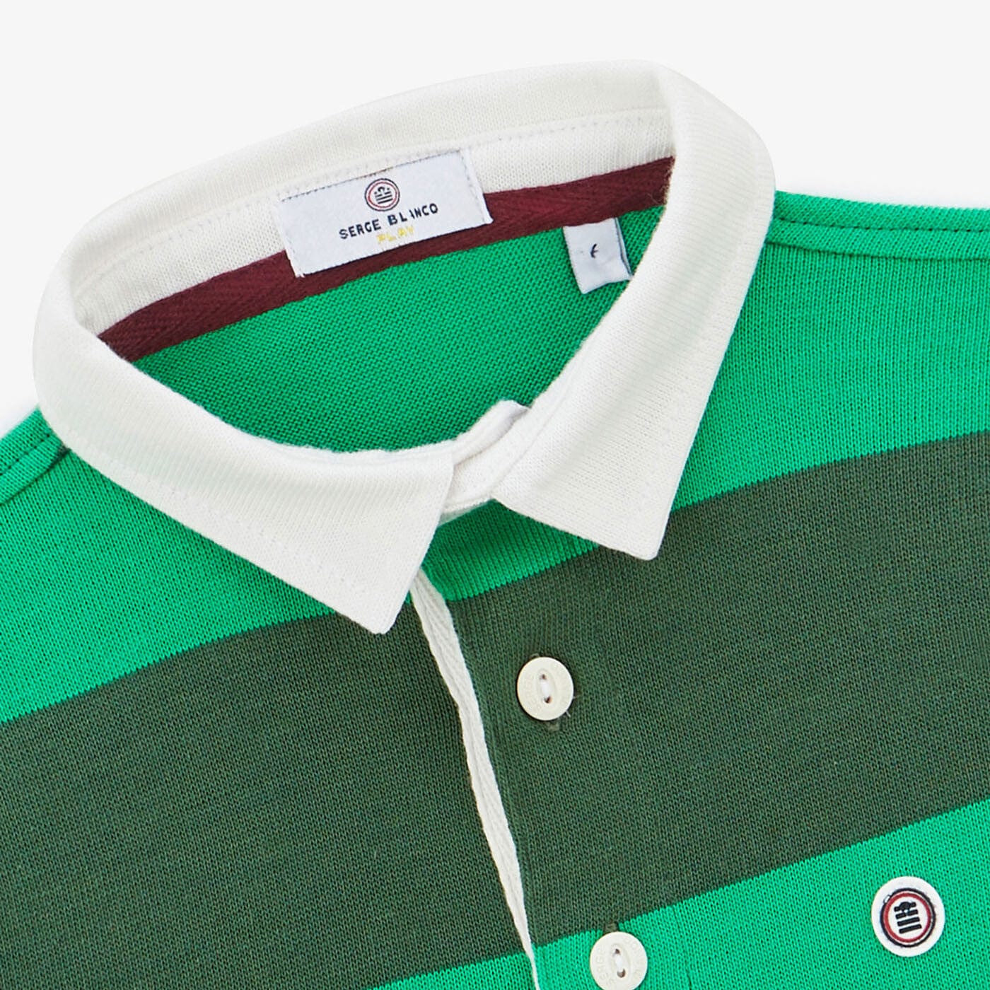Junior olive green striped cotton rugby polo shirt